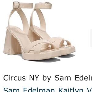 NEW Sam Edelman Nude Block Heel Platform Sandal with Ankle Strap